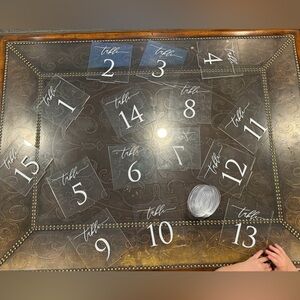 Clear Acrylic Table Numbers with White Script